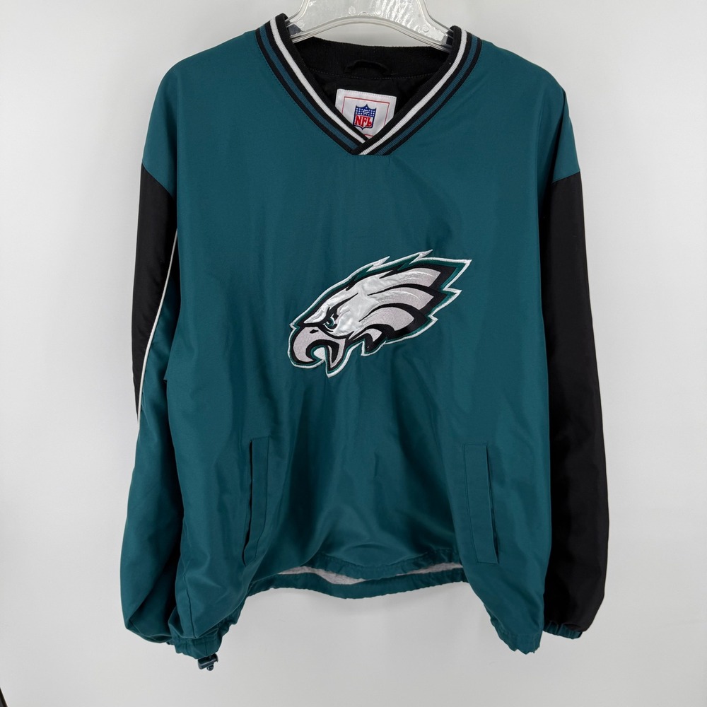 Vtg‎ Mens Philadelphia Eagles NFL G-III Apparel Windbreaker Pullover Green Large